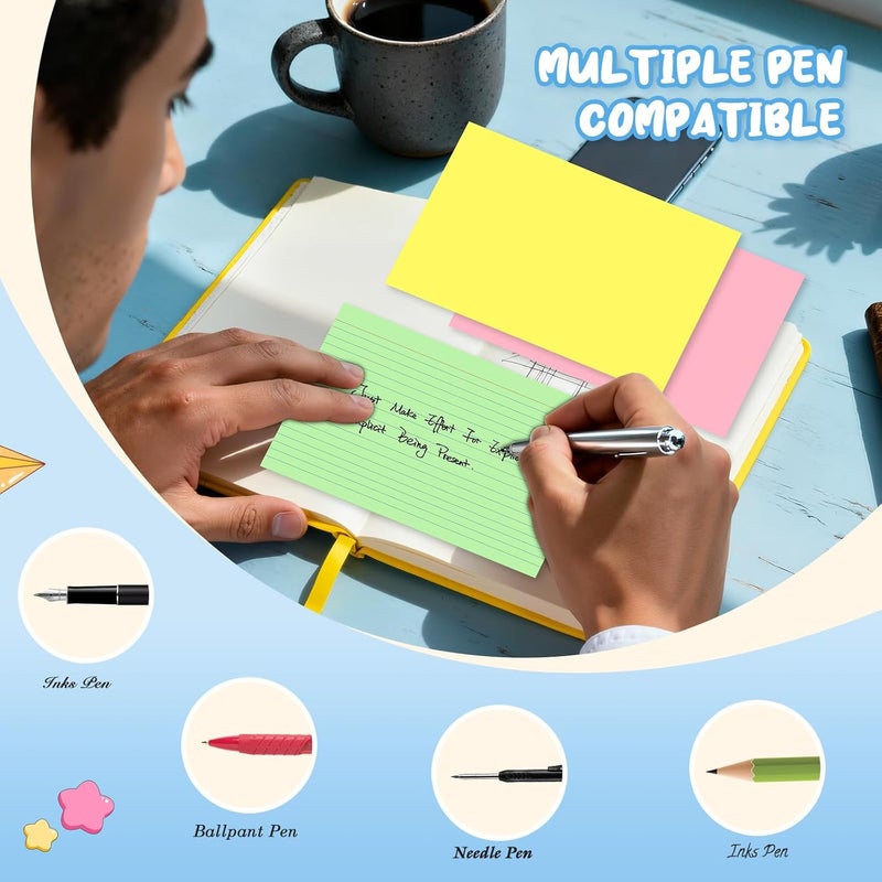 Aidunmis 100 Count Index Cards 5x8, 4 Colors large index cards, Colored Note Cards 5x8, 25 Sheets Per Lined Index Cards Ruled, Color flash cards 5x8, Colored Notecards 5 x 8 for Office, School, and Home - Image 5